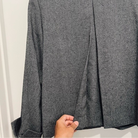 Talbots Black & White Striped Wool Blend Jackie Fit Pleated Peacoat/Jacket Sz 10 - Picture 11 of 12